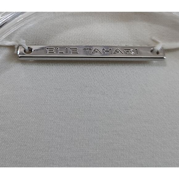 ELIE TAHARI Women's M Piper Silk Blouse Cream Button Up Pleated Embroidered 38" - Picture 3 of 8